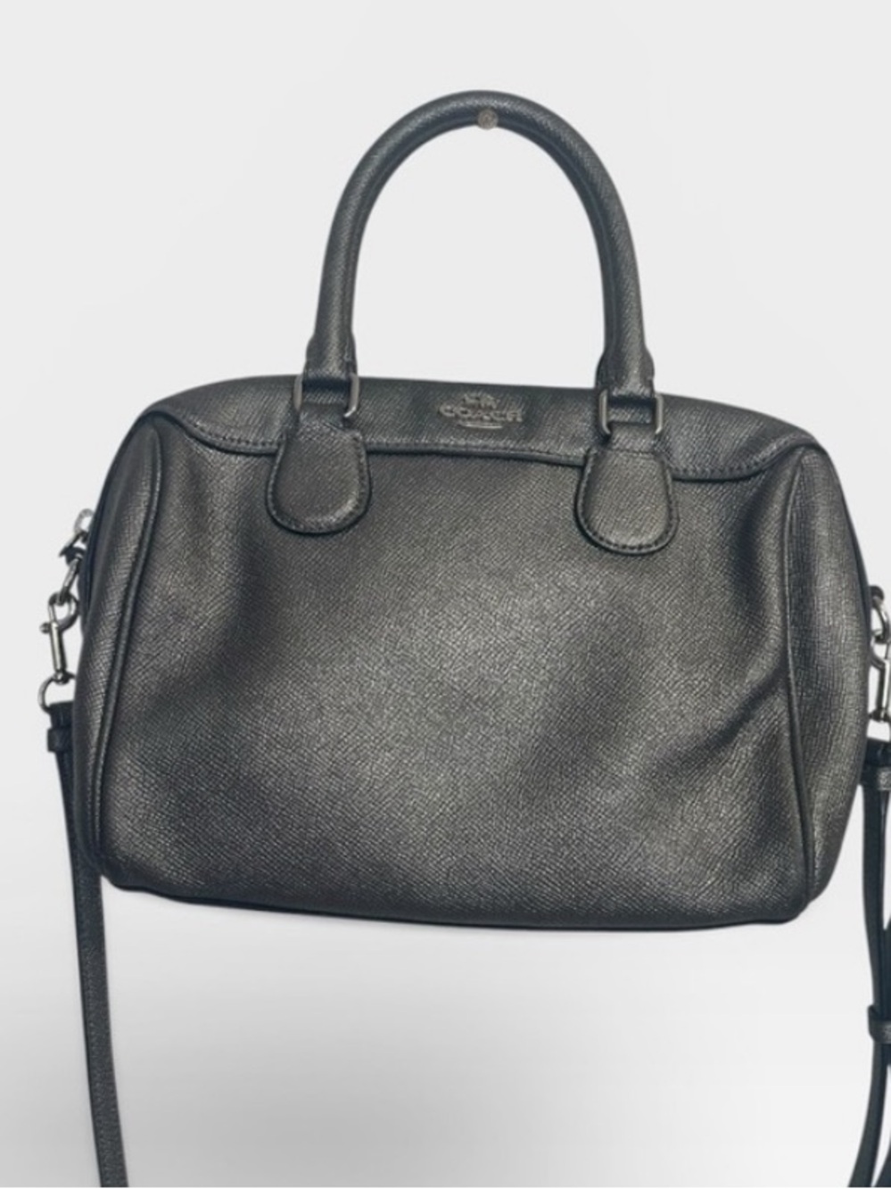 Coach Mini Bennett Satchel / Crossbody – Gunmetal Metallic Leather - Picture 10 of 13